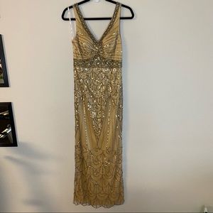 Sue Wong Maxine Gown | Platinum/Gold